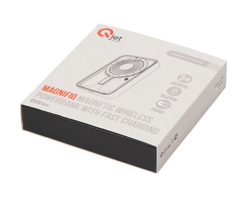 External wireless magnetic battery Qjet MagnifIQ with QC\PD, 10000 mAh, 15W, black (597127)