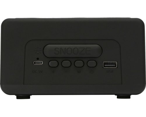 Колонка беспроводная Evolt Sentry с часами и функцией беспроводной зарядки, черный (975700)