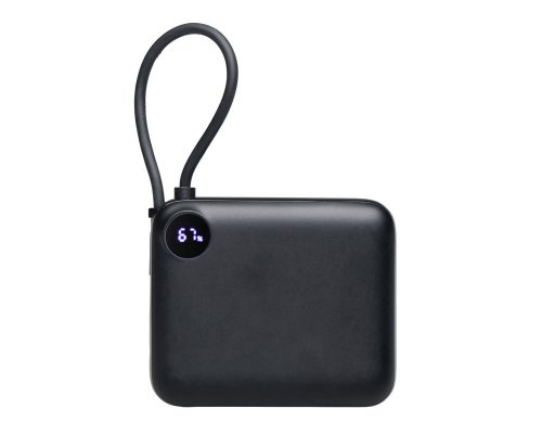 Battery external with integrated cable Evolt Liri, QC/PD, 10000 mAh, black (872917)