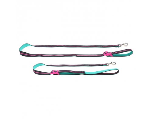 Adjustable dog leash Doog Neon Rin Tin Tin, black and pink, 130-160/2.5cm