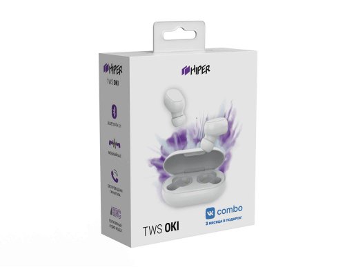 Wireless earphones Hiper TWS OKI White (HTW-LX2) Bluetooth 5.0 headset, white RA-244244