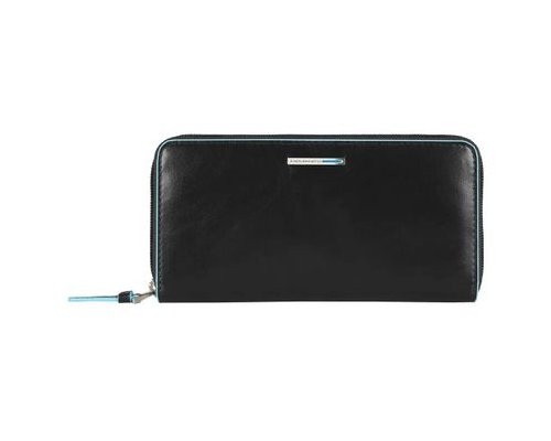 Wallet women's Piquadro Blue Square, 18x9.5x2.5 cm, black, genuine leather (PD3229B2/N )