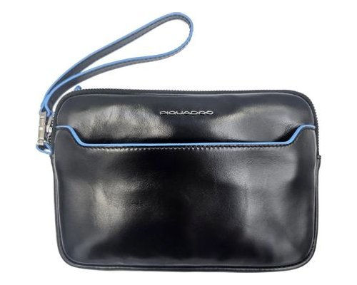Clutch for men Piquadro Blue Square, 14x2x20 cm, genuine leather, black (AC5946B2R/N)