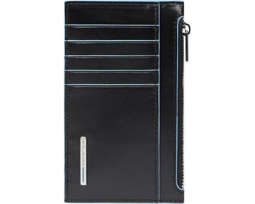 Case for credit card Piquadro Blue Square, 8x1x13.5 cm, genuine leather, black (PP6561B2R/N)