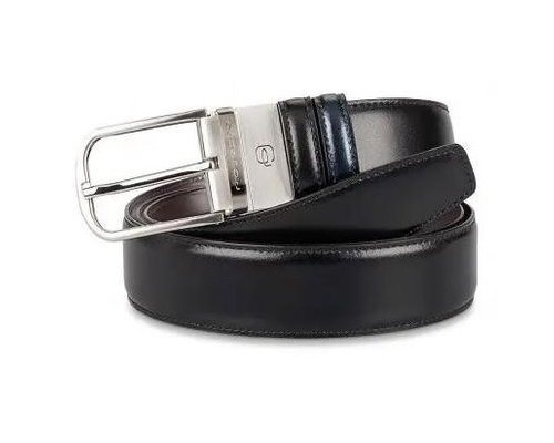 Belt Piquadro C11, genuine leather, black/blue (362132)