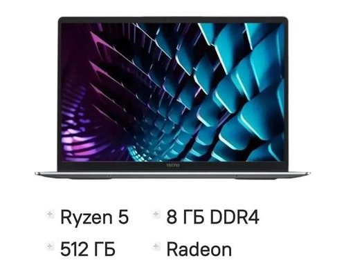Ноутбук Tecno MegaBook K16SDA, 16, IPS, AMD Ryzen 5 7430U 2.3ГГц, 6-ядерный, 8ГБ DDR4, 512ГБ SSD,  AMD Radeon Graphics, Windows 11 Home, серый [71005000523]