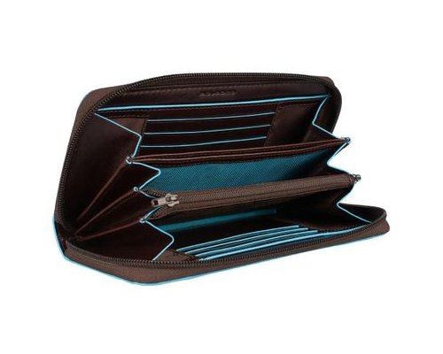Wallet women's Piquadro Blue Square, 18x9.5x2.5 cm, black, genuine leather (PD3229B2/N )
