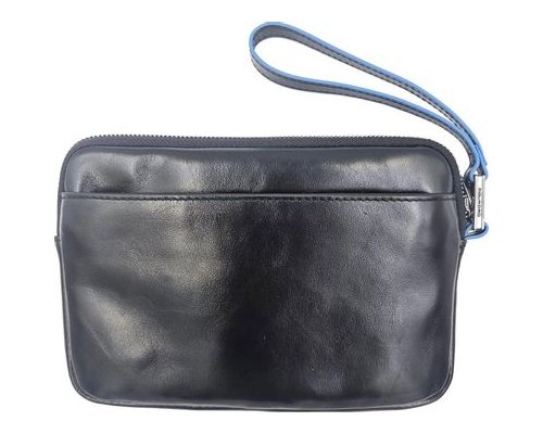 Clutch for men Piquadro Blue Square, 14x2x20 cm, genuine leather, black (AC5946B2R/N)