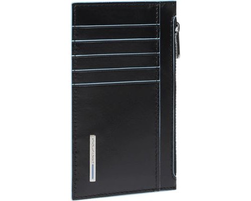 Case for credit card Piquadro Blue Square, 8x1x13.5 cm, genuine leather, black (PP6561B2R/N)