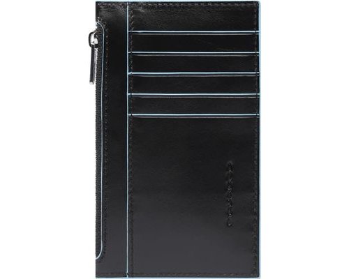 Case for credit card Piquadro Blue Square, 8x1x13.5 cm, genuine leather, black (PP6561B2R/N)