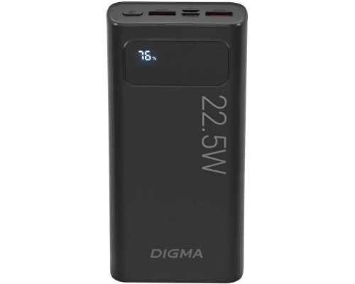 Аккумулятор внешний Digma DGPF20A, 20000мAч, черный (1928778)