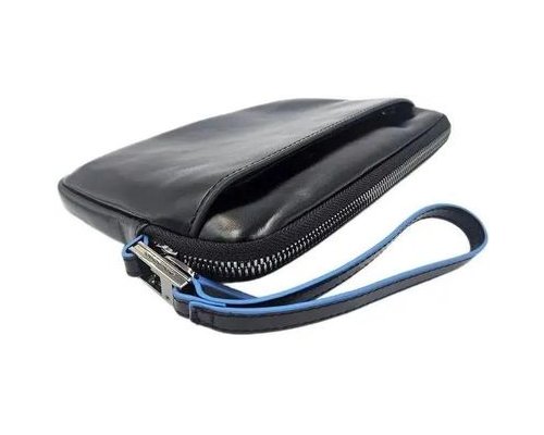 Clutch for men Piquadro Blue Square, 14x2x20 cm, genuine leather, black (AC5946B2R/N)
