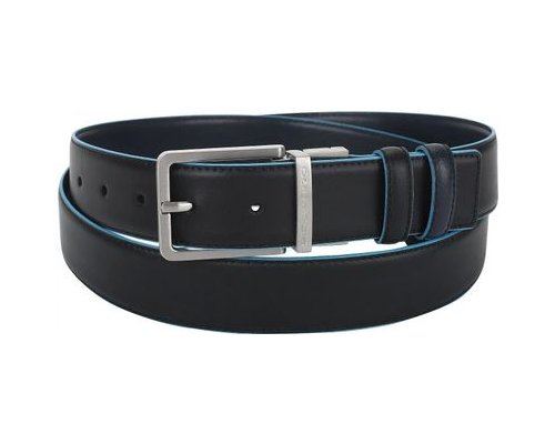 Men's belt Piquadro Blue Square, genuine leather, black/dark blue (1501083)