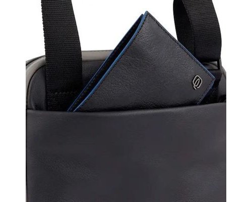 Bag men's Piquadro Urban, genuine leather, black /grey (1701197)