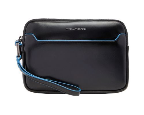 Clutch for men Piquadro Blue Square, 14x2x20 cm, genuine leather, black (AC5946B2R/N)