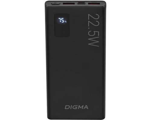 Аккумулятор внешний Digma DGPF10A, 10000 мAч, черный (1928758)