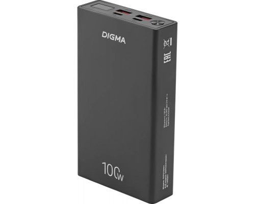 Аккумулятор внешний Digma DGPD100WA, 20000 мAч, черный (1995301)