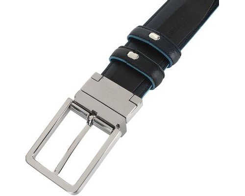 Men's belt Piquadro Blue Square, genuine leather, black/dark blue (1501083)