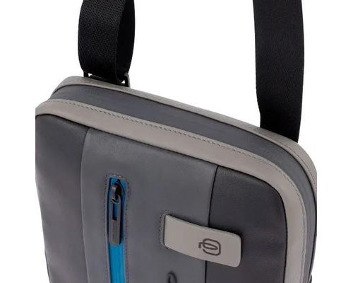 Bag men's Piquadro Urban, genuine leather, black /grey (1701197)