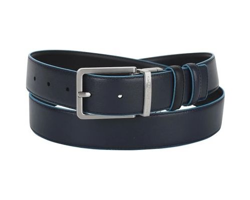 Men's belt Piquadro Blue Square, genuine leather, black/dark blue (1501083)