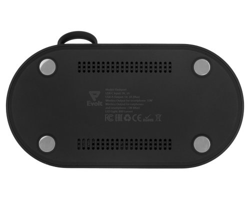 Станция зарядная складная с беспроводной зарядкой Evolt Flashport, 15 Вт, черный (591076)