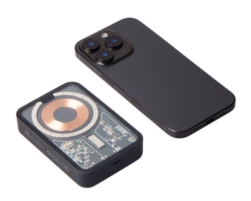 External wireless magnetic battery Qjet MagnifIQ with QC\PD, 10000 mAh, 15W, black (597127)