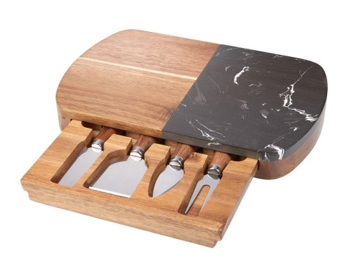 Cheese set Eat&Bite Date in a gift box made of acacia and marble (natural) RA-276424