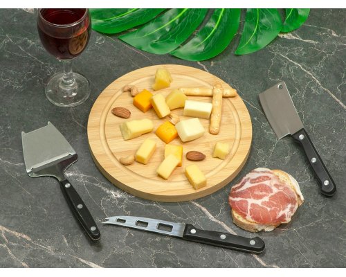 Cheese set with utensils Fabrizio, black RA-282953