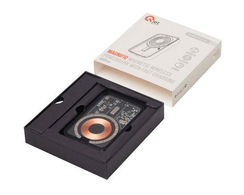 External wireless magnetic battery Qjet MagnifIQ with QC\PD, 10000 mAh, 15W, black (597127)