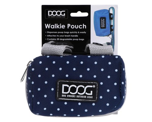 Сумка на поводок неопреновая Doog Stella, синяя в белый горох, 10х7х4 см