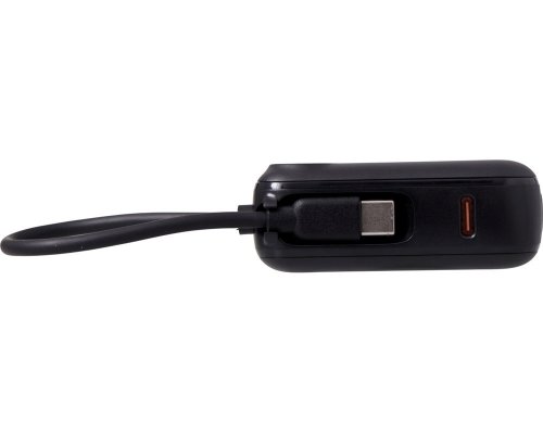 Battery external with integrated cable Evolt Liri, QC/PD, 10000 mAh, black (872917)