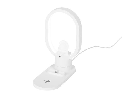 Charging station wireless 4-in-1 Evolt Portal with lamp, 15 W, white (592206)