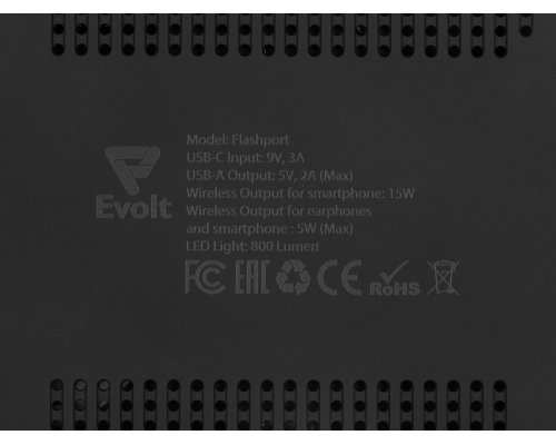 Станция зарядная складная с беспроводной зарядкой Evolt Flashport, 15 Вт, черный (591076)