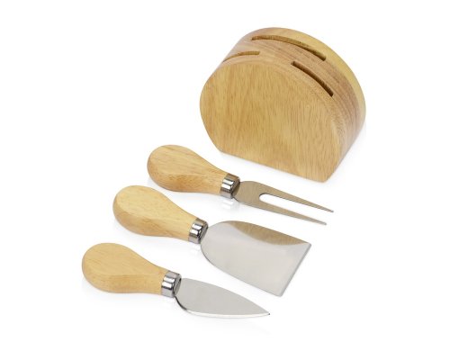 Set of cheese knives on a stand Eat&Bite Take it cheesy, beige (826308)