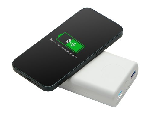 Аккумулятор внешний беспроводной 2-в-1 Qjet с функцией зарядки Apple Watch, QC/PD AtomIQ, 10000 мАч, белый (595846)