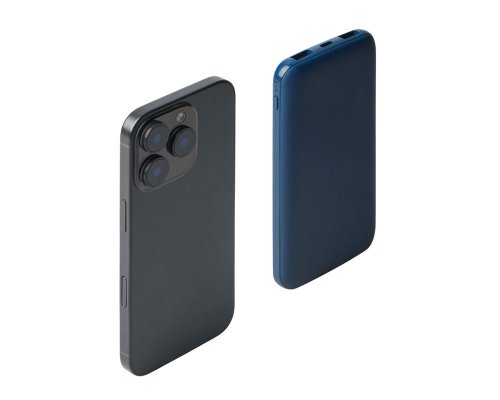 Набор из внешнего акуумулятора и универсального кабеля Evolt Reserve LED, 10000mAh, темно-синий