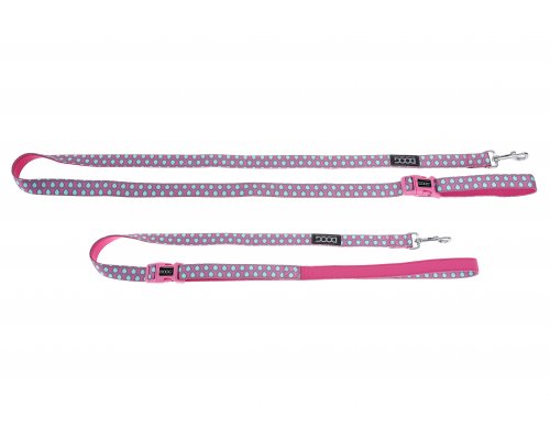 Dog leash with clasp Doog Luna, 130x2.5 cm, pink with drops