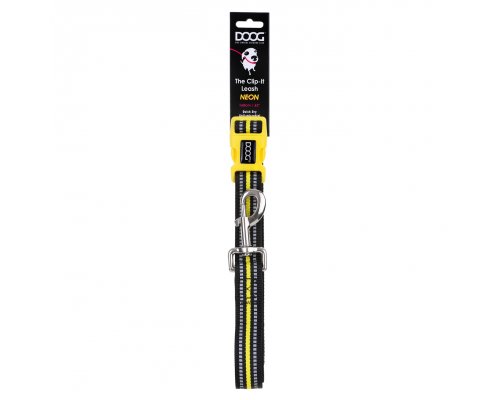 Adjustable dog leash Doog Neon Bolt, black and yellow, 130-160/2.5cm