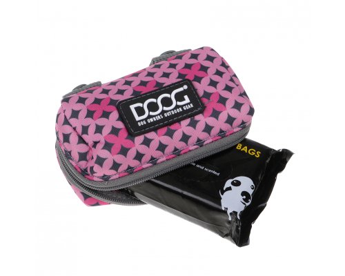 Leash bag neoprene Doog Toto, pink with pattern, 10x7x4 cm