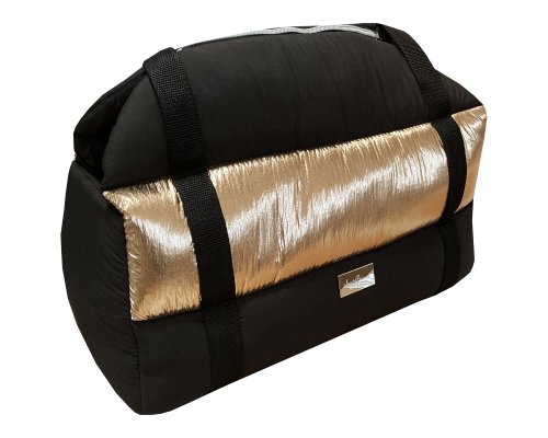 Pet carrier bag AntePrima Bianca, black and gold, 43x23x30 cm