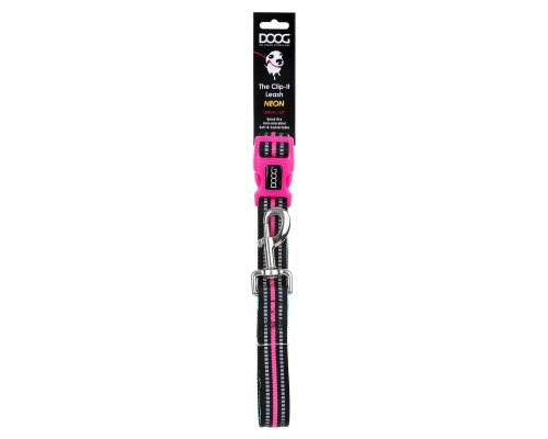 Adjustable dog leash Doog Neon Rin Tin Tin, black and pink, 130-160/2.5cm