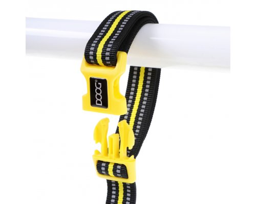 Adjustable dog leash Doog Neon Bolt, black and yellow, 130-160/2.5cm