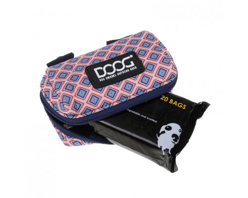 Neoprene leash bag Doog Gromit, pink and blue, 10x7x4 cm