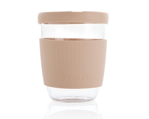 Glass borosilicate Ukiyo tumbler with silicone lid and holder (P432.709)