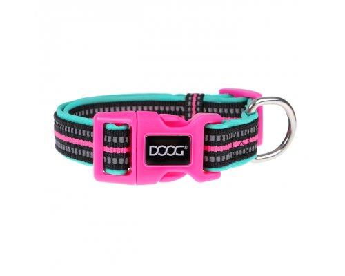 Ошейник для собак Doog Neon Rin Tin Tin, чёрно-розовый, M, 32-46см