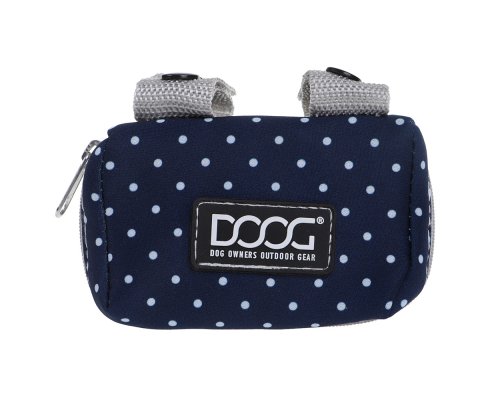 Сумка на поводок неопреновая Doog Stella, синяя в белый горох, 10х7х4 см