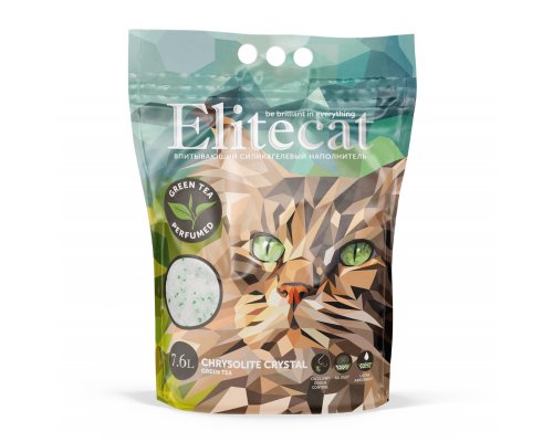 Наполнитель впитывающий силикагель EliteCat Chrysolite Green Tea 7.6 л