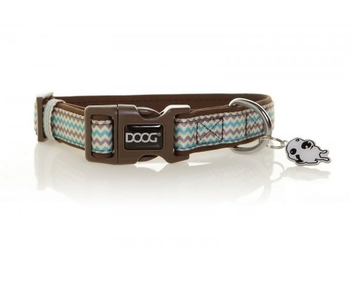 Collar for dogs Doog Benji brown - blue zigzag, L, 42-62 cm RA-325268